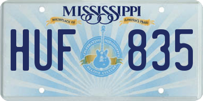 MS license plate HUF835