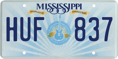 MS license plate HUF837