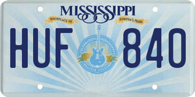 MS license plate HUF840