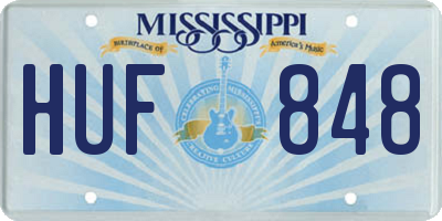 MS license plate HUF848
