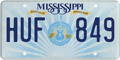 MS license plate HUF849