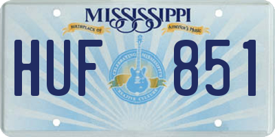 MS license plate HUF851