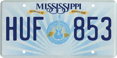 MS license plate HUF853