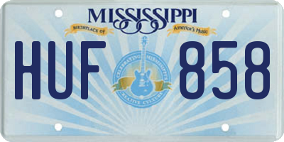 MS license plate HUF858