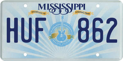 MS license plate HUF862