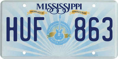 MS license plate HUF863