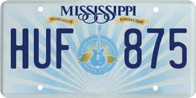 MS license plate HUF875