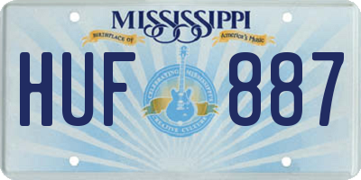 MS license plate HUF887