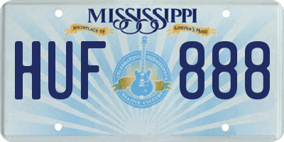 MS license plate HUF888