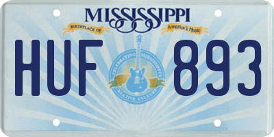 MS license plate HUF893