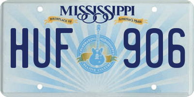 MS license plate HUF906