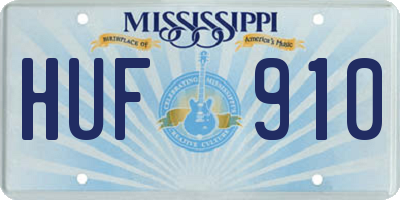 MS license plate HUF910