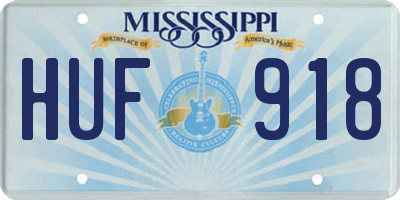 MS license plate HUF918