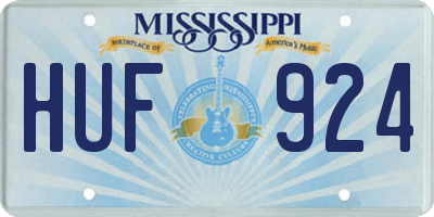 MS license plate HUF924