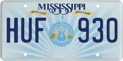 MS license plate HUF930