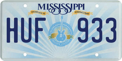MS license plate HUF933