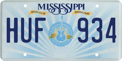 MS license plate HUF934