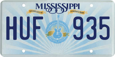 MS license plate HUF935
