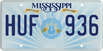 MS license plate HUF936