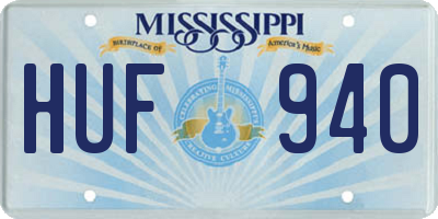 MS license plate HUF940