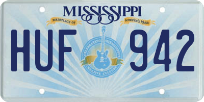 MS license plate HUF942
