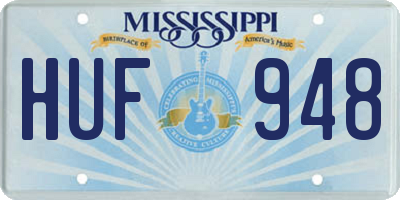 MS license plate HUF948