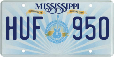 MS license plate HUF950