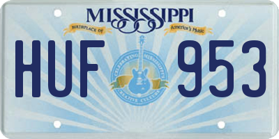 MS license plate HUF953