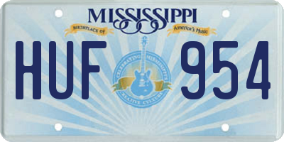 MS license plate HUF954