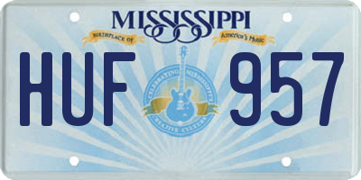 MS license plate HUF957