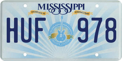 MS license plate HUF978