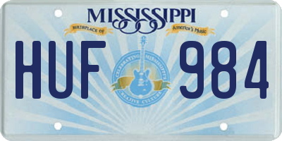 MS license plate HUF984