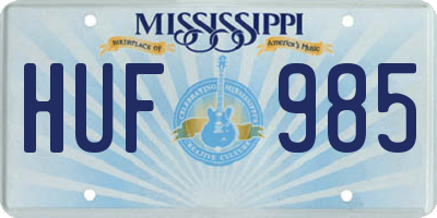 MS license plate HUF985
