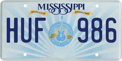 MS license plate HUF986