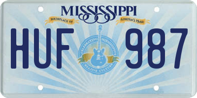 MS license plate HUF987