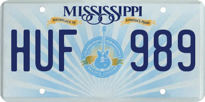 MS license plate HUF989