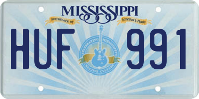MS license plate HUF991