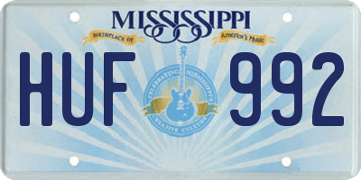 MS license plate HUF992
