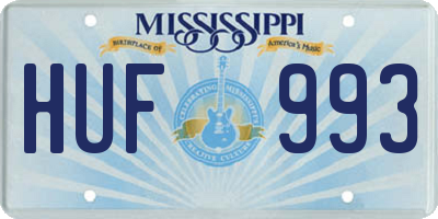 MS license plate HUF993