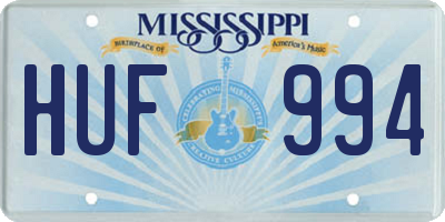 MS license plate HUF994