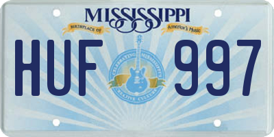 MS license plate HUF997
