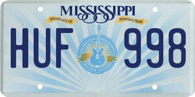 MS license plate HUF998
