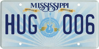 MS license plate HUG006