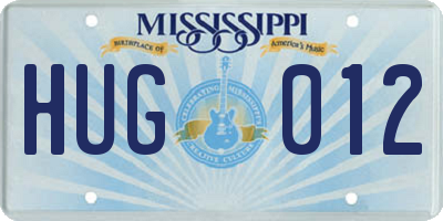 MS license plate HUG012