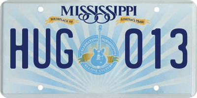 MS license plate HUG013
