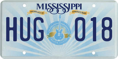 MS license plate HUG018