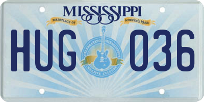 MS license plate HUG036