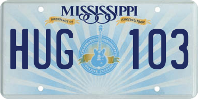MS license plate HUG103
