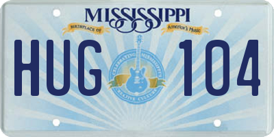 MS license plate HUG104