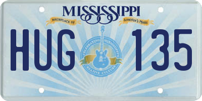 MS license plate HUG135